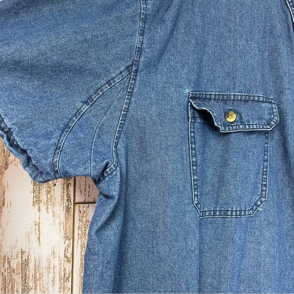 C.E. Schmidt, Chambray Button Down Short Sleeve Shirt Size 4XL. Excellent cond! - Picture 2 of 6